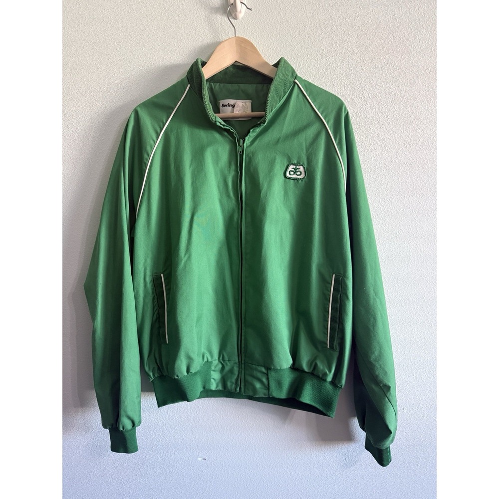 Vintage 1980 Pioneer Green Swingster Full Zip Jacket Corduroy Collar Size XL USA